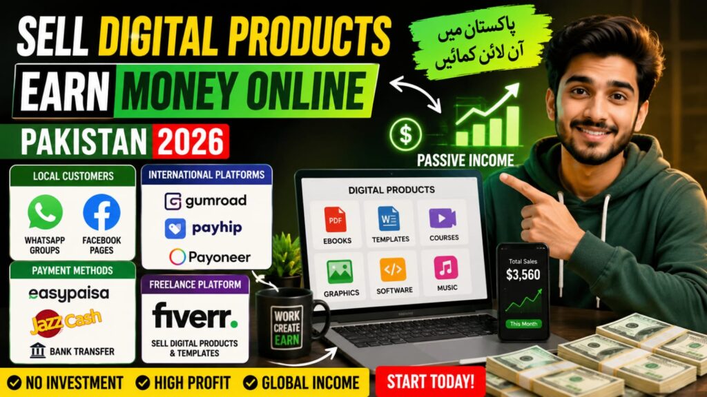 sell digital products earn money online Pakistan 2026